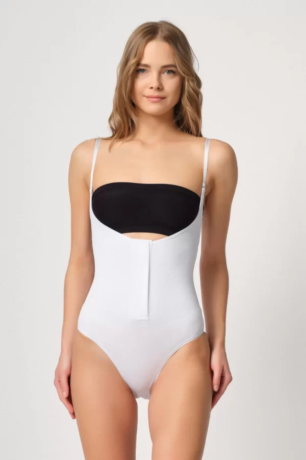 Beyaz Mı Emay 2043 Göğsü Açık Agraflı Body Korse