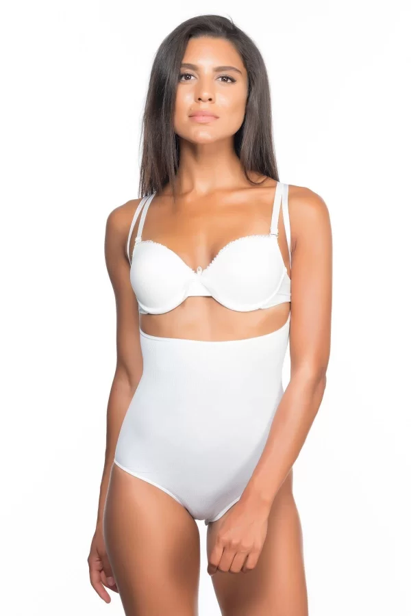 Beyaz Mı Emay 2073 Göğüsü Açık Desenli Body Korse