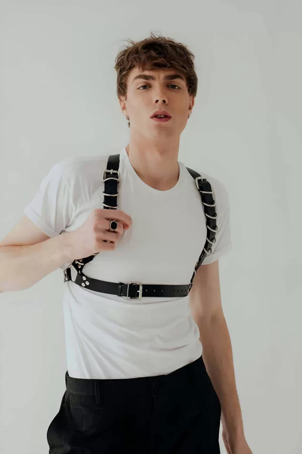 D Halka Detaylı Şık Erkek  Harness - Brfm92