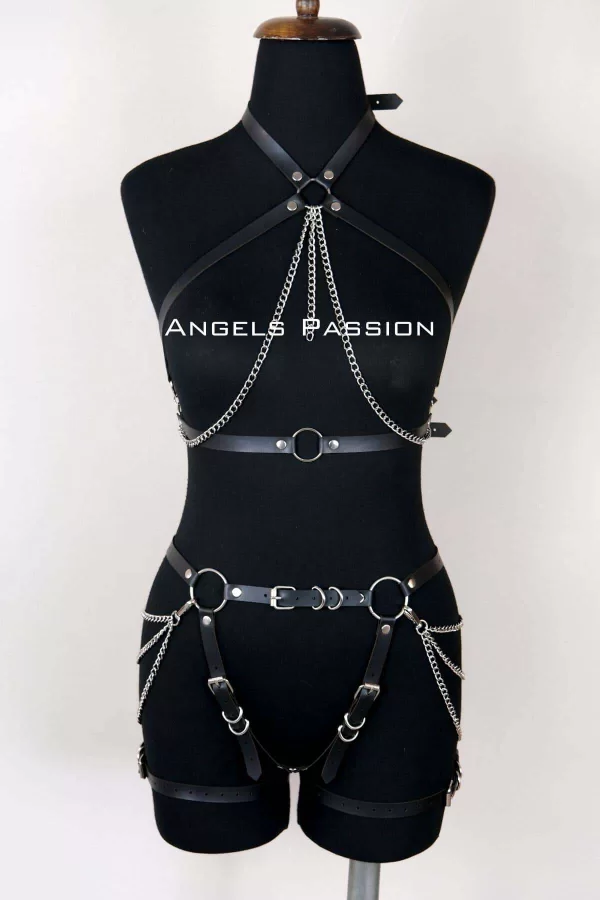 Deri Body Harness, Kadın Deri Fantezi Giyim - Brf1084