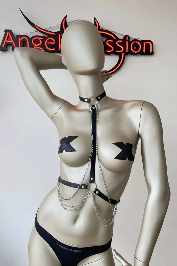 Deri Boyun Ve Bel Harness Zincir Detaylı - Brf5