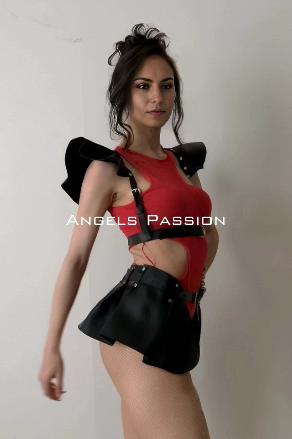 Deri Elbise, Deri Takım Harness Elbise, Dansçı Elbisesi, Seksi Dansçı Kostüm Brf1001