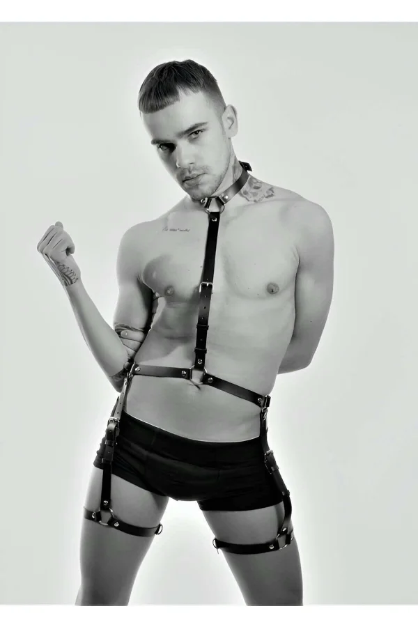Deri Erkek  Jartiyer Harness Fantazi Giyim - Brfm34