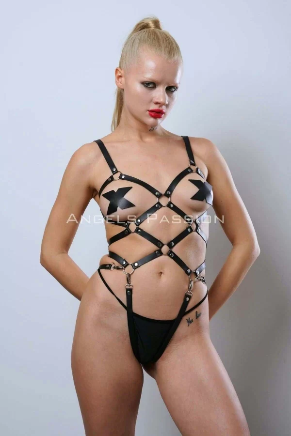 Deri Fantezi Giyim, Vücudu Saran Full Body Harness - Brf811