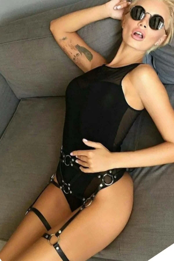 Deri Fantezi Jartiyer Harness - Brf725
