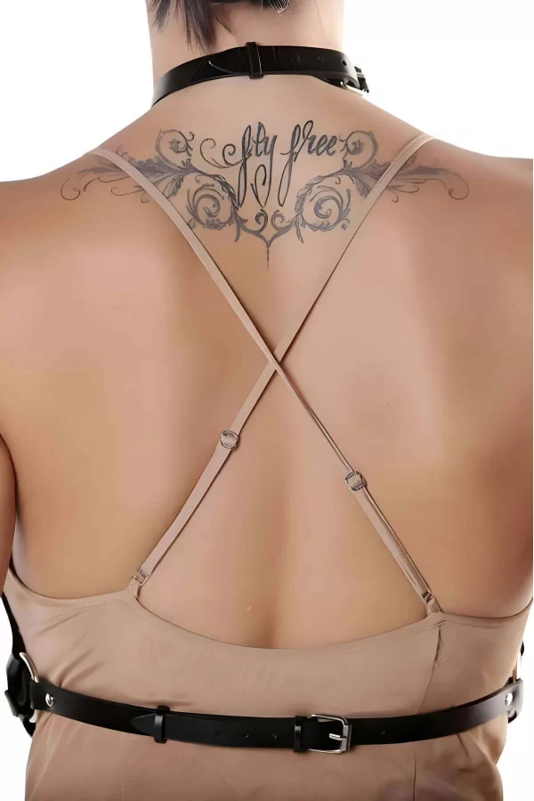 Deri Giysi Üzeri İpli Göğüs Altı Kemer Harness - Brf1077