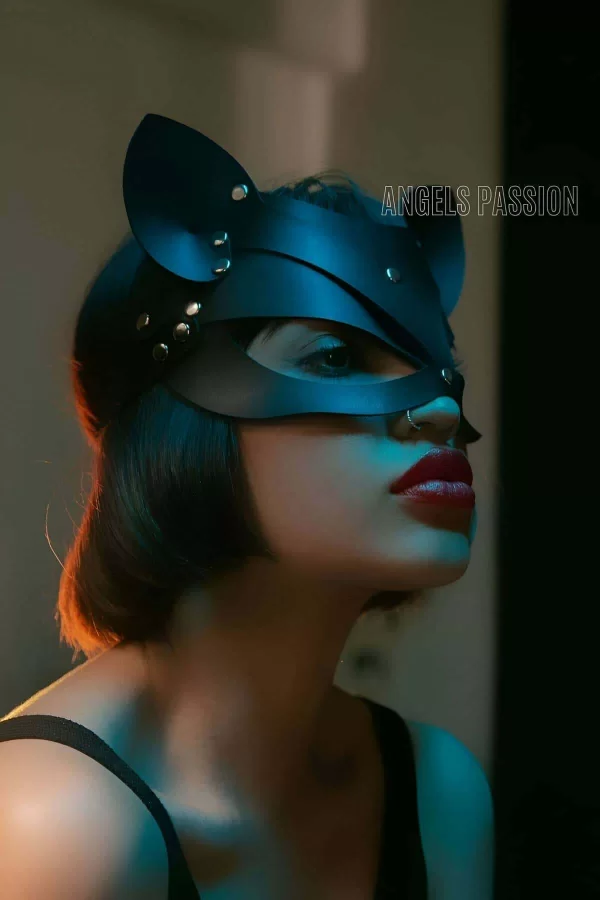 Deri Kedi Maskesi - Deri Maske - Seksi Maske - Brf558