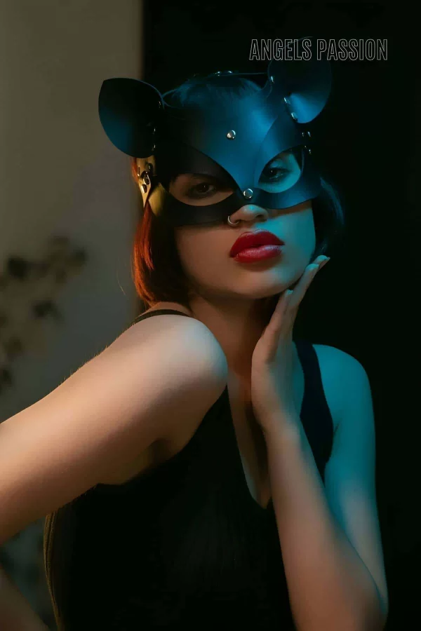 Deri Kedi Maskesi - Deri Maske - Seksi Maske - Brf558