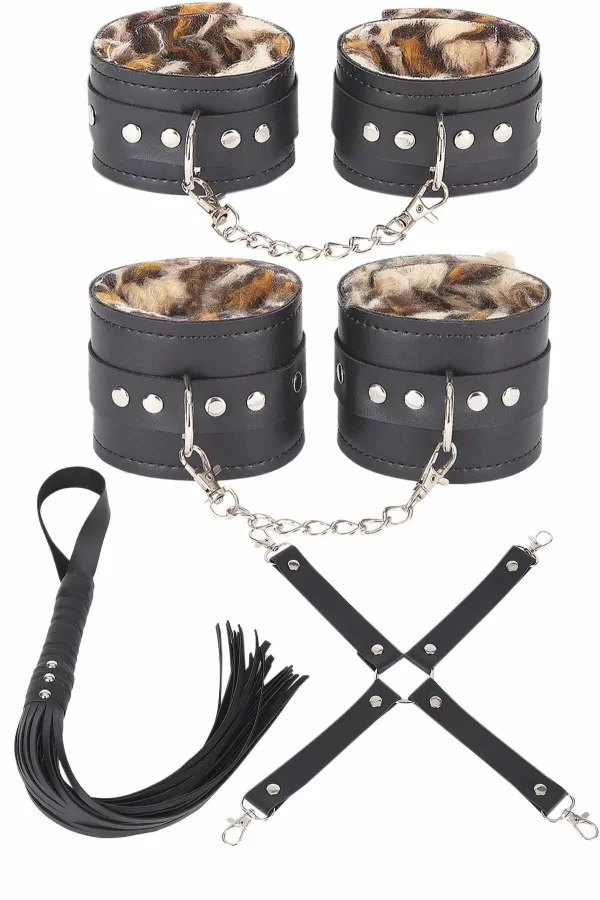 Deri Leoparlı 4lü Harness Set