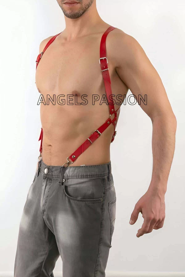 Deri Pantalona Bağlanan Seksi Erkek  Harness - Brfm11