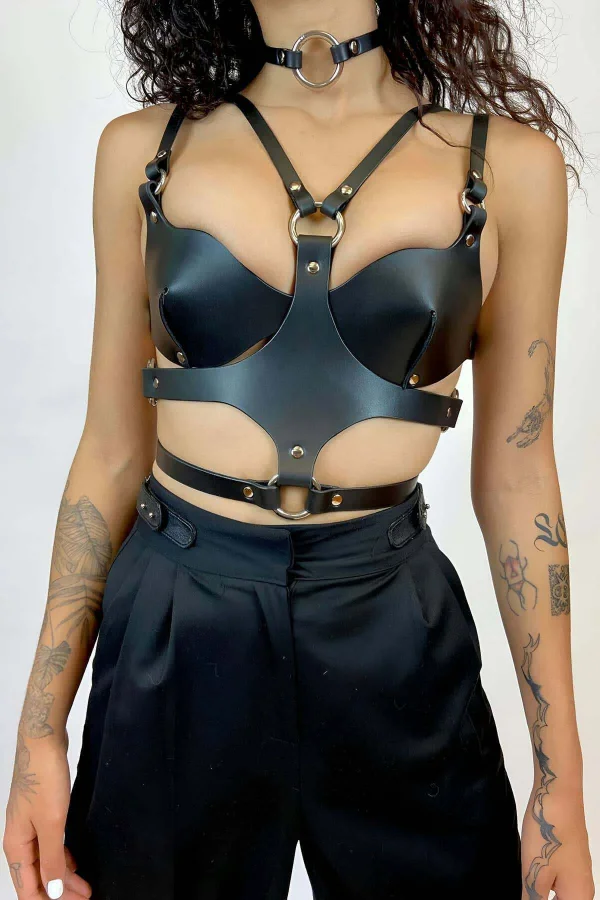Deri Sütyen, Choker Ve Göğüs Harness, Tarz Festival Giyim Ürünleri - Brf1296