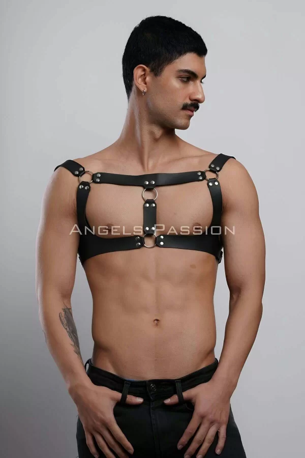 Erkek  Parti Aksesuar, Clubwear, Deri Göğüs Harness, Erkek  Fantezi Giyim - Brfm116