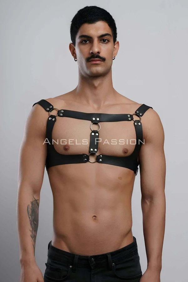 Erkek  Parti Aksesuar, Clubwear, Deri Göğüs Harness, Erkek  Fantezi Giyim - Brfm116