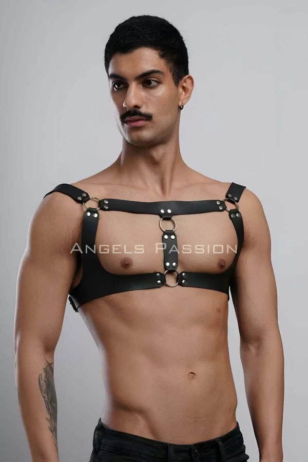 Erkek  Parti Aksesuar, Clubwear, Deri Göğüs Harness, Erkek  Fantezi Giyim - Brfm116