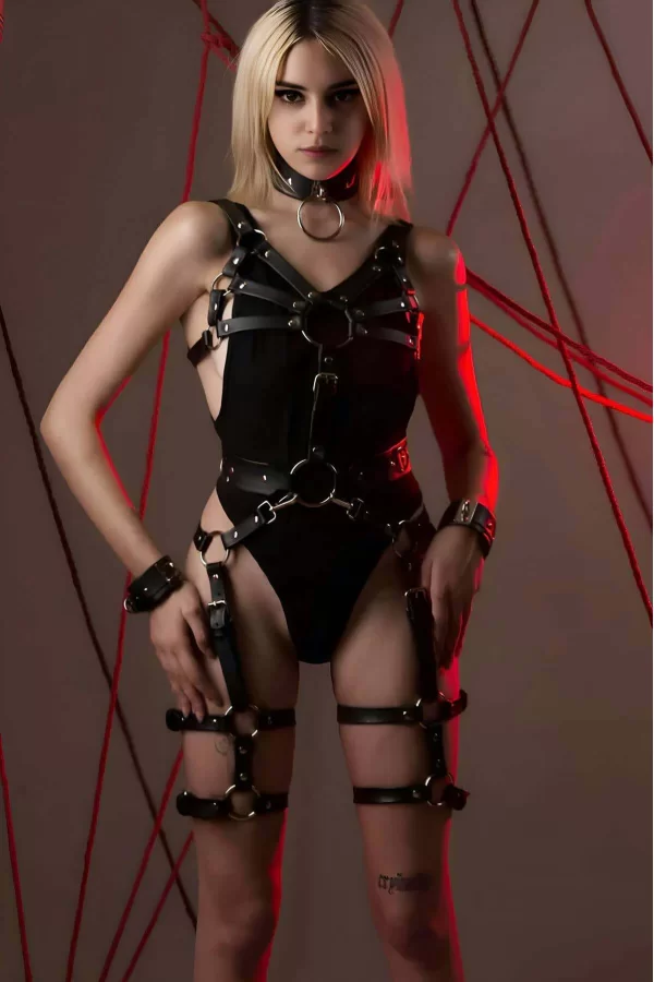 Fantazi Deri Harness Jartiyer Takım - Brf1267