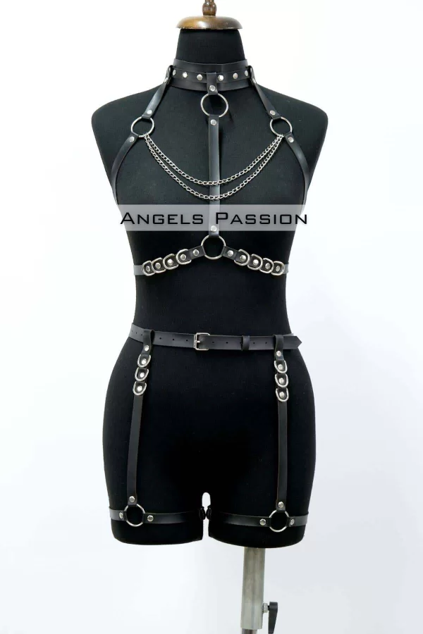 Fantazi İç Giyim Zincirli Erotik Harness Takım - Brf1081