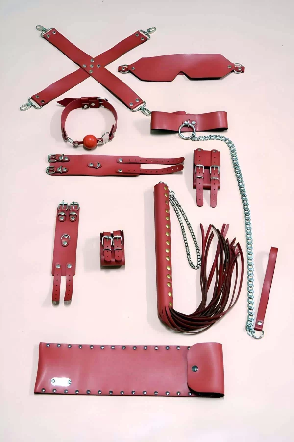 Fantezi Kırbaç Kelepçe Set 7li Takım, Ayak - El Kelepçesi, Maske - Brf1310