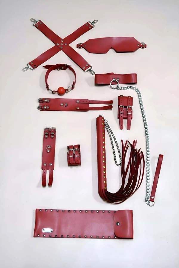 Fantezi Kırbaç Kelepçe Set 7li Takım, Ayak - El Kelepçesi, Maske - Brf1310