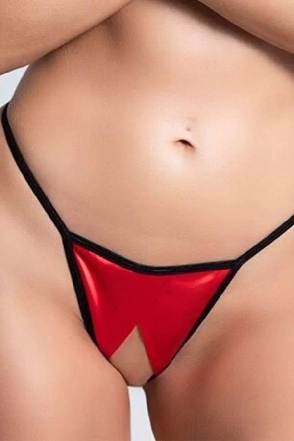 Fantezi Ortası Açık Kırmızı Şık Özel Tasarım Strin Tanga Külot 80992