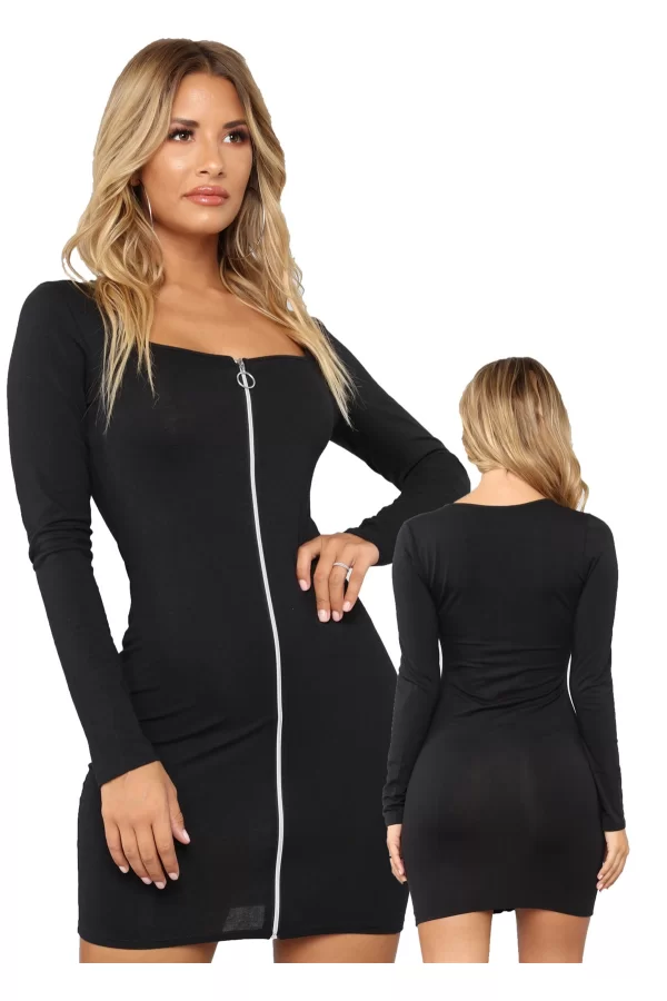 Fermuarlı Mini Elbise