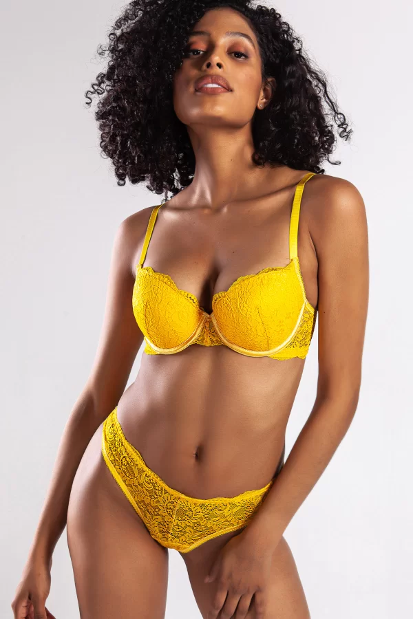 G.colors Balconette Foam Push Up Bra, Sarı Konforlu Ve Şık Sütyen