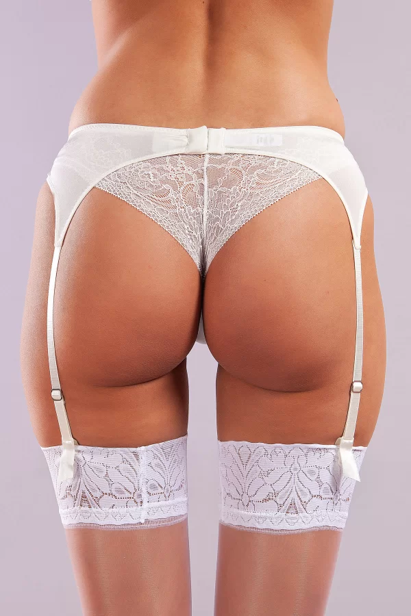 Golshan Gala Lace Garter Belt, Kadın Dantelli Ekru Jartiyer