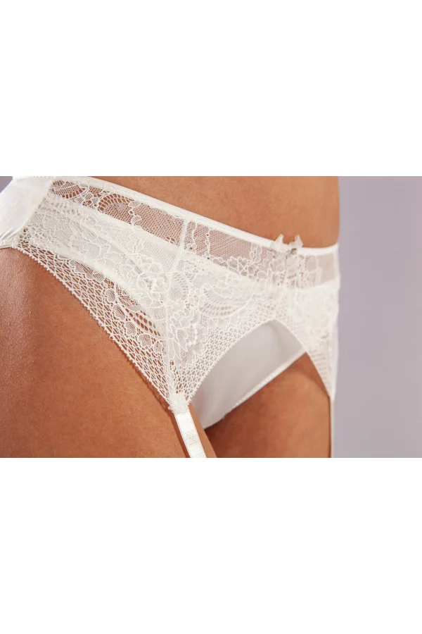 Golshan Gala Lace Garter Belt, Kadın Dantelli Ekru Jartiyer
