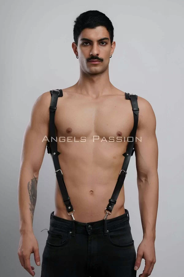 Gömlek Üzeri Erkek  Harness Aksesuar, Omuz Detaylı Deri Harness - Brfm135