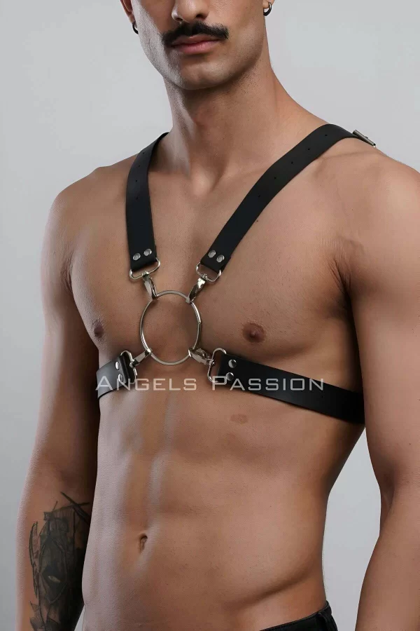 Halka Detaylı X Göğüs Erkek  Harness, Gömlek Kemeri, T-shirt Kemeri, Clubwear - Brfm178
