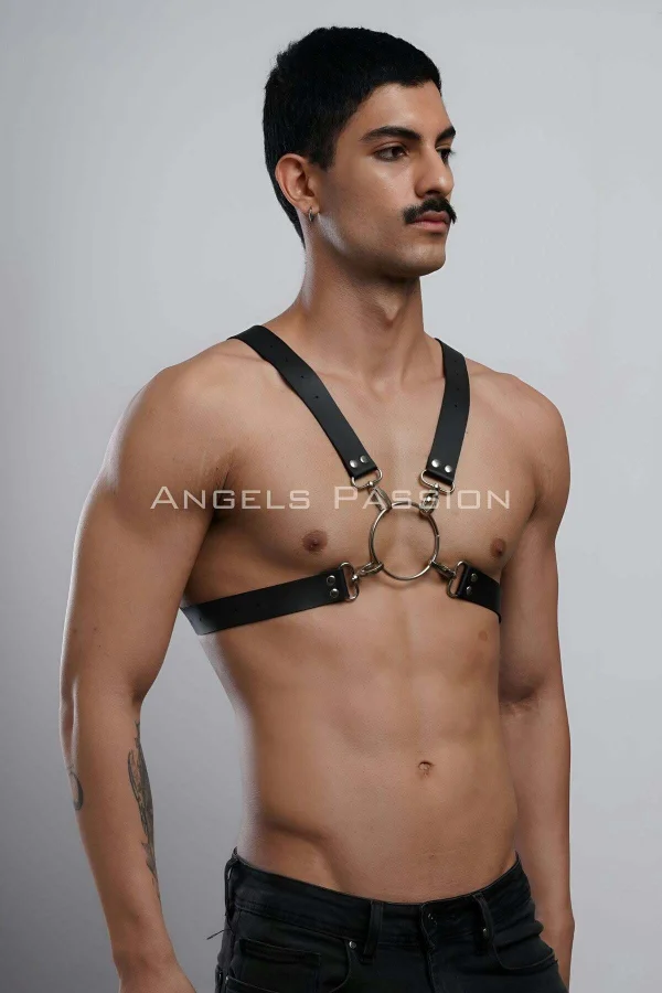 Halka Detaylı X Göğüs Erkek  Harness, Gömlek Kemeri, T-shirt Kemeri, Clubwear - Brfm178