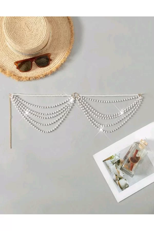 İnci Şıklığıyla Plajlarda Parla – Ayarlanabilir Bikini Zincir Aksesuarı