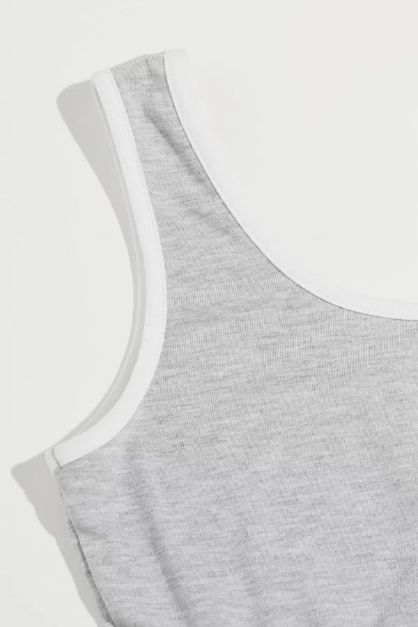 Kadın Gri Askılı Crop Top Ve Şortlu Gecelik Takım
