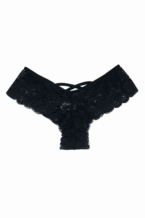 Kadın Siyah Dantelli Seksi Külot