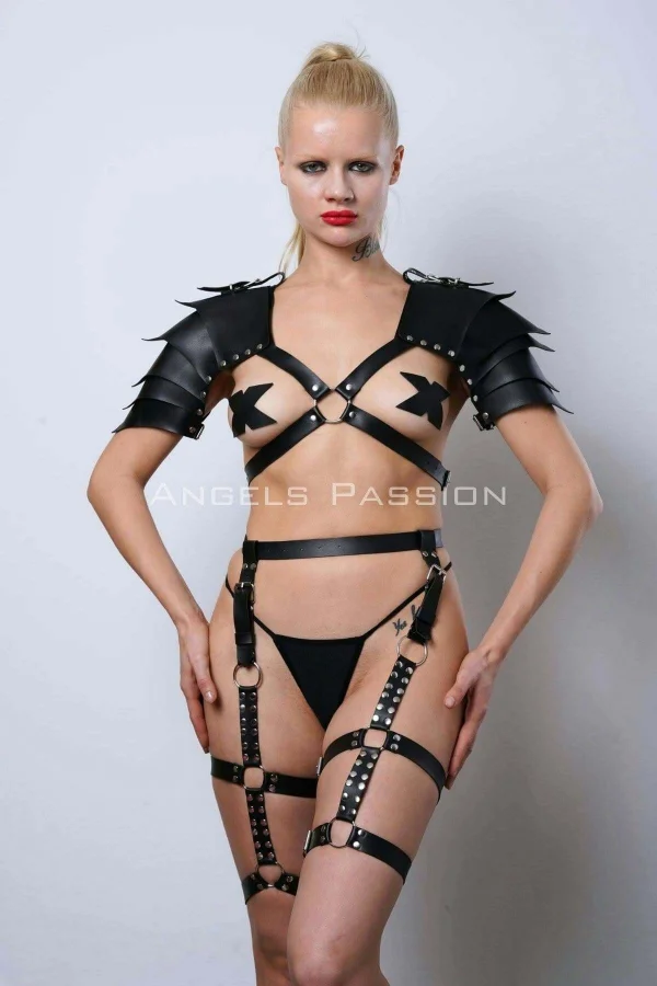 Kadın Viking Savaşçı Kostüm, Deri Savaşçı Kadın Harness Takım - Brf1345
