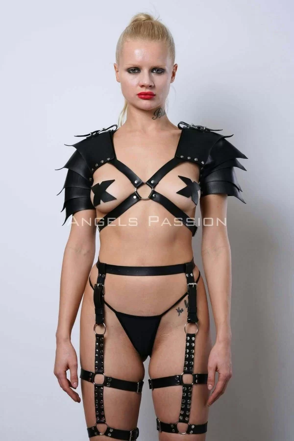 Kadın Viking Savaşçı Kostüm, Deri Savaşçı Kadın Harness Takım - Brf1345