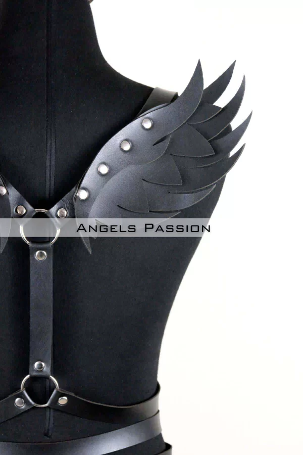 Kanatlı Detaylı Şık Göğüs Harness , Kanat Detaylı Deri Kemer - Brf1097