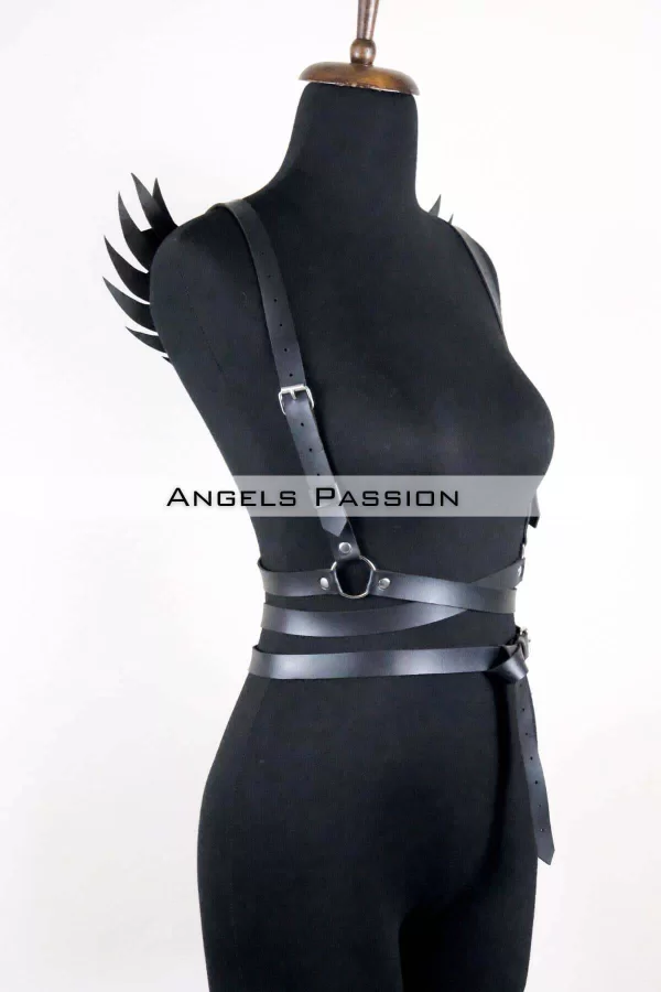 Kanatlı Detaylı Şık Göğüs Harness , Kanat Detaylı Deri Kemer - Brf1097