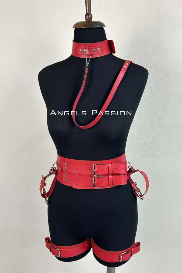 Kelepçeli Şık Deri Harness Takım, Kadın Fantezi Giyim - Brf869