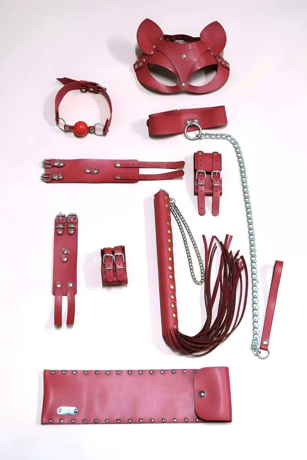 Kırbaç Kelepçe Set, 6ı Set, Ayak - El Kelepçesi, Maske, Ağız Topu - Brf1308
