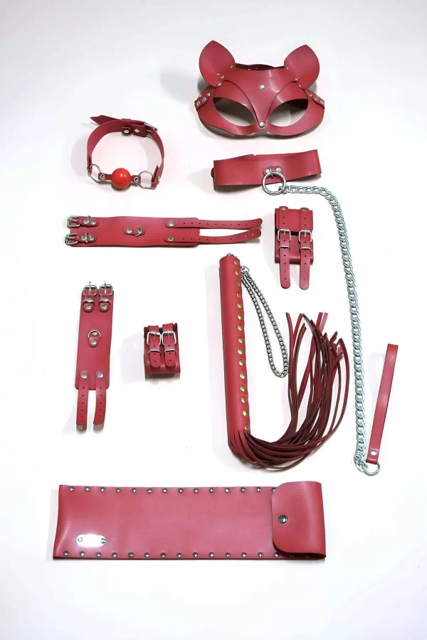 Kırbaç Kelepçe Set, 6ı Set, Ayak - El Kelepçesi, Maske, Ağız Topu - Brf1308