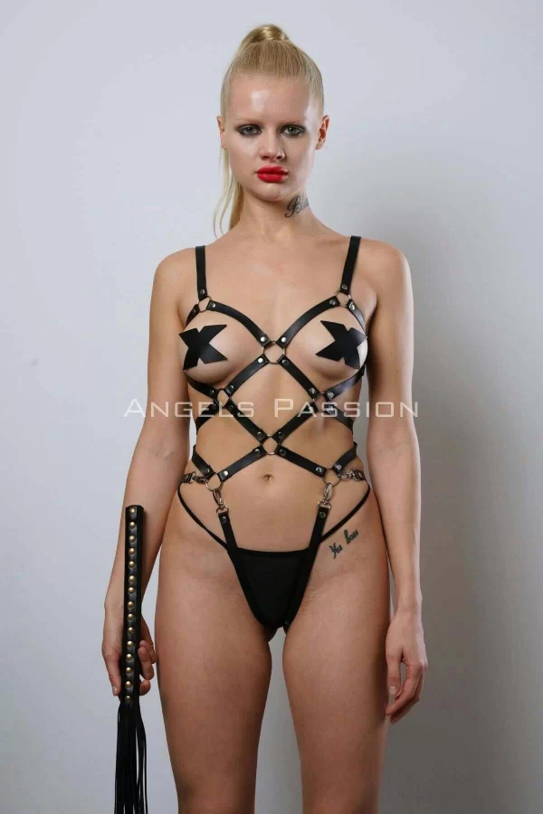 Kırbaçlı Deri Full Body Harness Fantezi Giyim, Vücudu Saran Full Body Harness - Brf1356