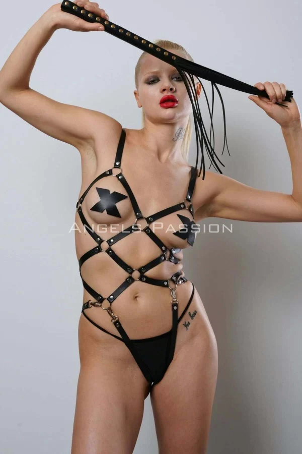 Kırbaçlı Deri Full Body Harness Fantezi Giyim, Vücudu Saran Full Body Harness - Brf1356