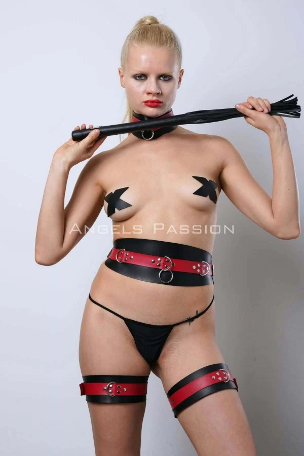 Kırbaçlı, Kelepçeli Full Set, Deri Fantezi Slave Set - Brf1342