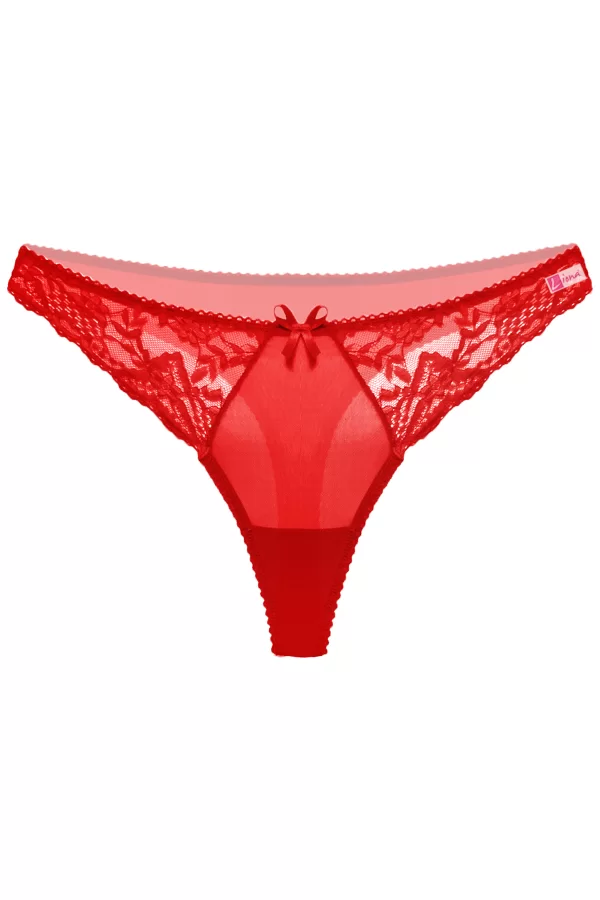 Kırmızı Dantelli Fantezi G String Külot