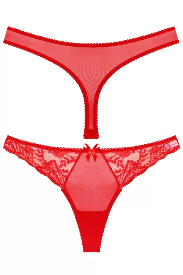 Kırmızı Dantelli Fantezi G String Külot