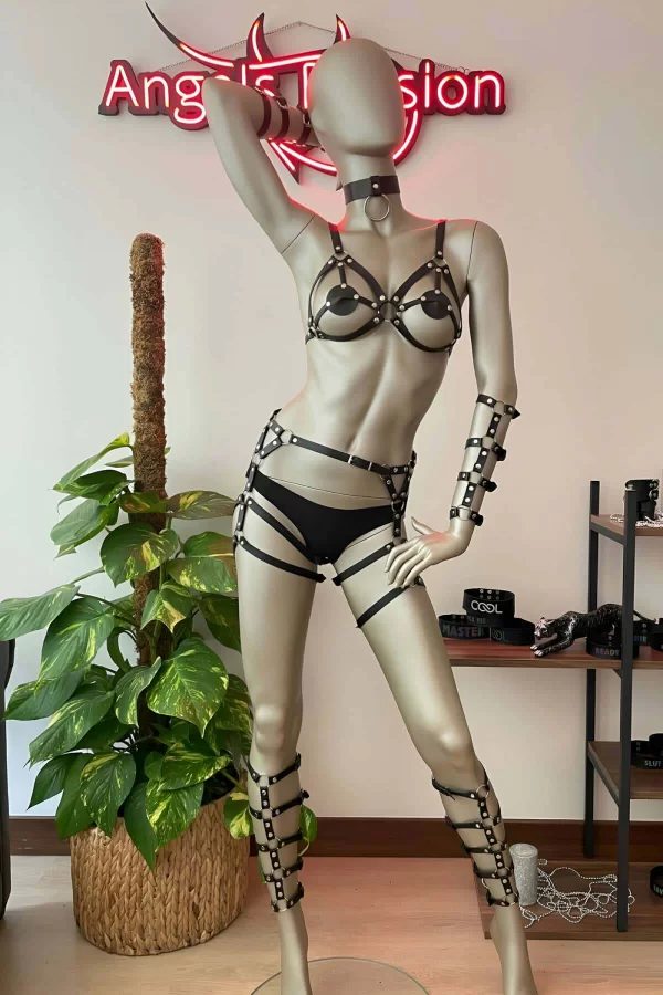 Kol Ve Bacak Deri Detaylı Full Harness Takım