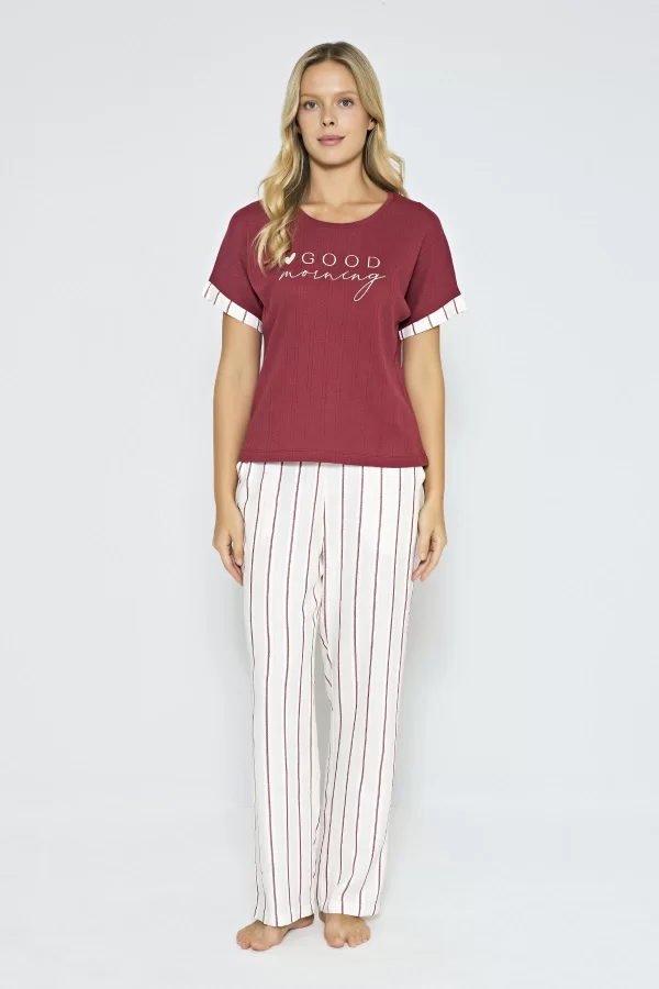 Luz&Pos Arias Closet %100 Pamuklu Dokuma Çizgili Pijama Takımı