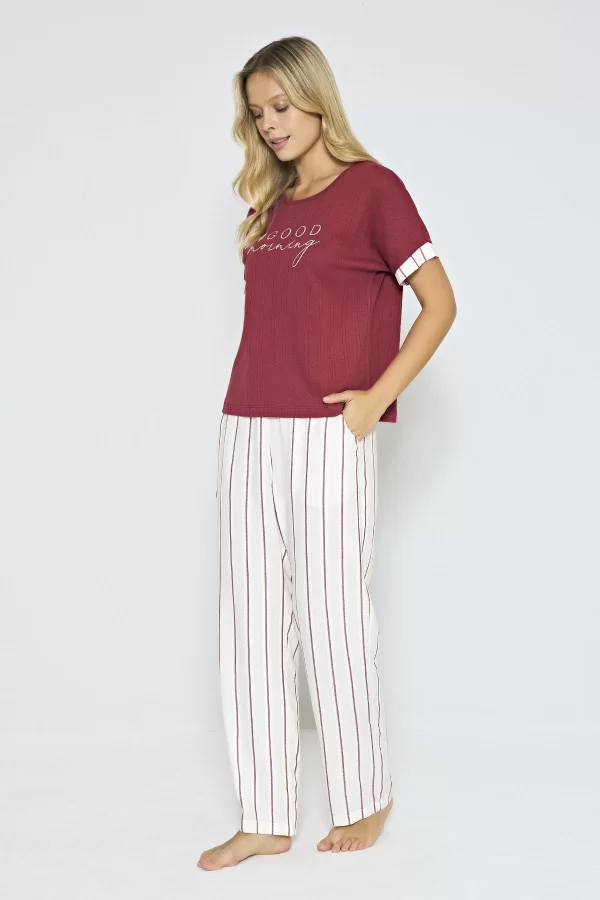 Luz&Pos Arias Closet %100 Pamuklu Dokuma Çizgili Pijama Takımı