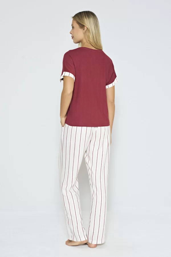 Luz&Pos Arias Closet %100 Pamuklu Dokuma Çizgili Pijama Takımı