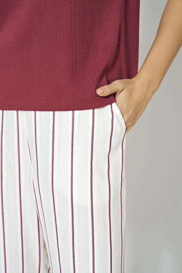 Luz&Pos Arias Closet %100 Pamuklu Dokuma Çizgili Pijama Takımı